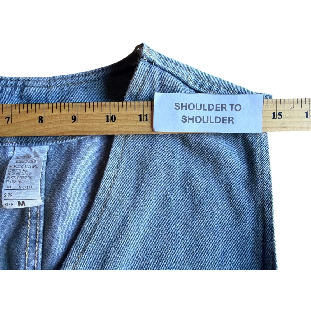 Vintage Style Women Blue Denim Vest Light Wash Stretch Button Front Medium - Picture 5 of 8